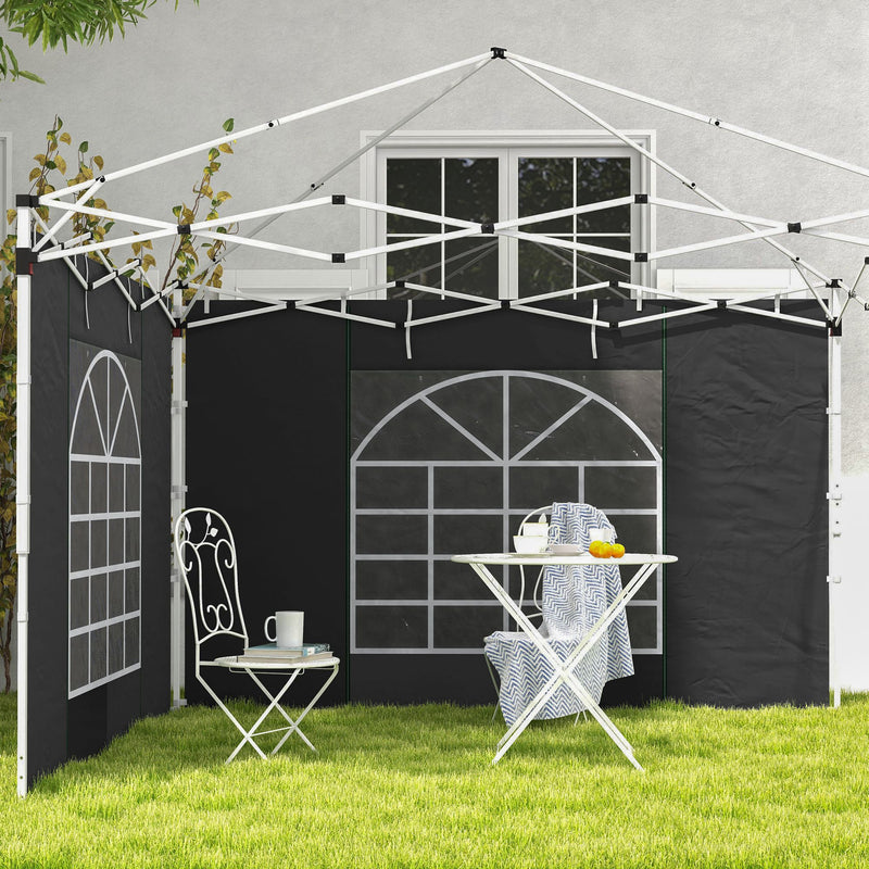 Outsunny 3x3(m) or 3x6m Pop Up Gazebo Side Panels Replacement, 2 Pack, Black