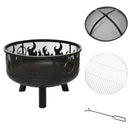 Outsunny Outdoor Fire Pit with Grill Cooking Grate W/ Cover Fire Poker Yard Bonfire Patio