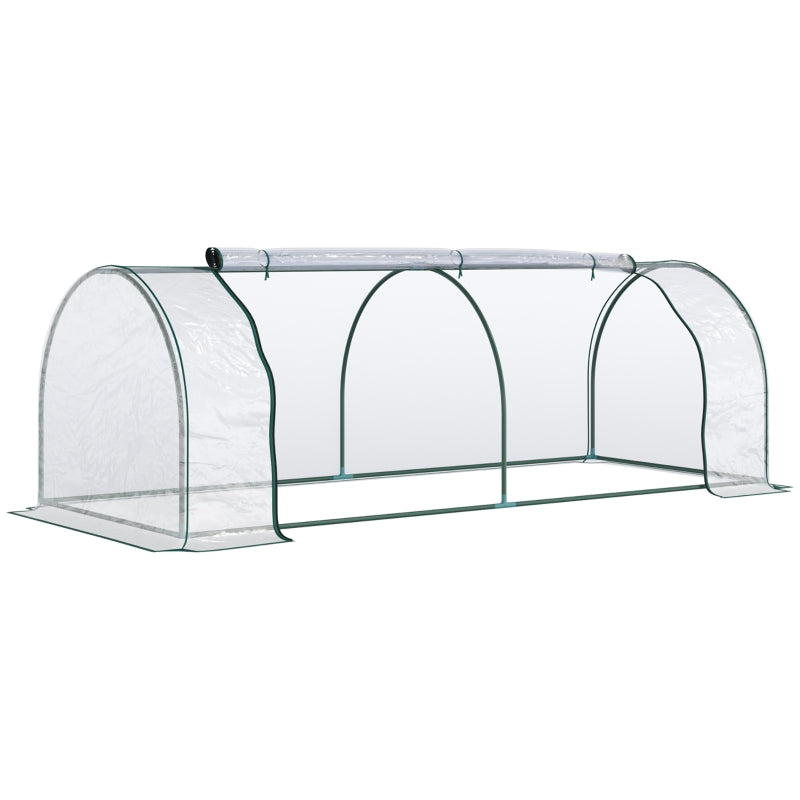 Outsunny PVC Greenhouse Tunnel Steel Frame Transparent 250x100x80cm