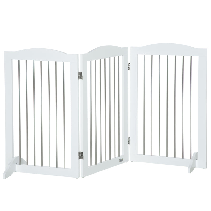 PawHut Foldable Dog Gate, Freestanding Pet Gate with Two Support Feet