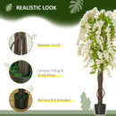 HOMCOM Artificial Realistic White Wisteria Tree for Indoor Outdoor Décor, 160cm
