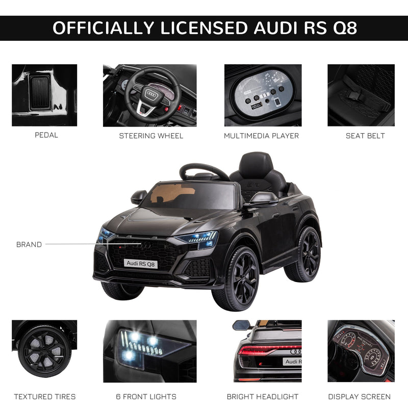 HOMCOM Kids Electric Ride On Car Audi RS Q8 6v - Black