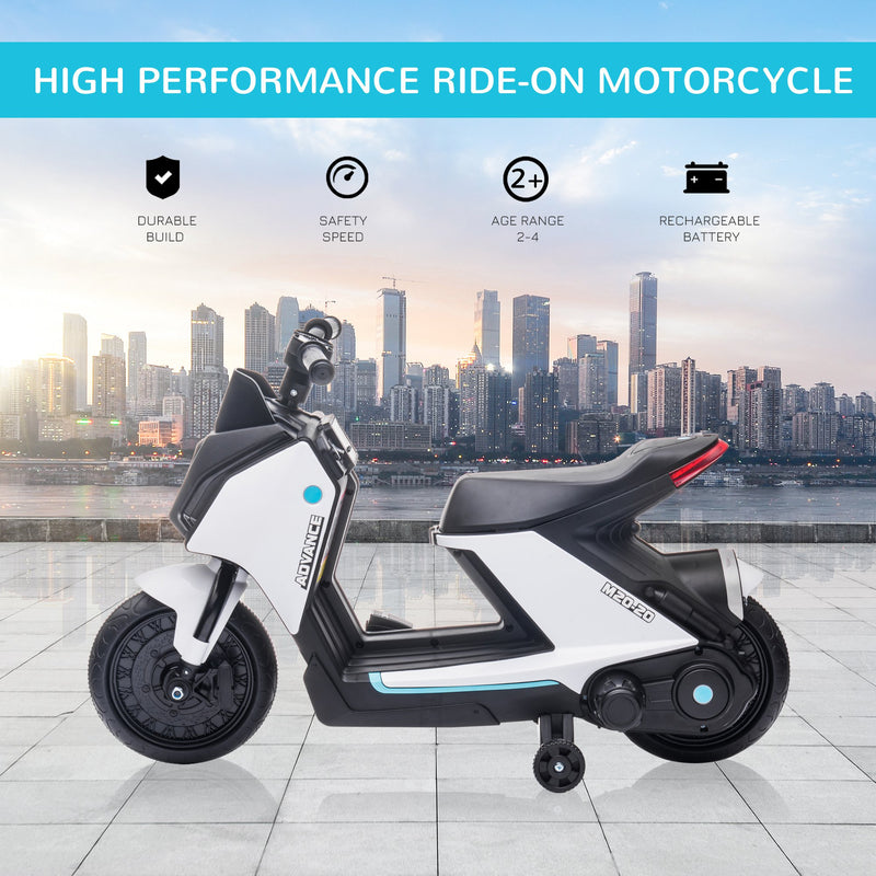 HOMCOM Kids Electric Ride On Motorcycle Bike 6v - White