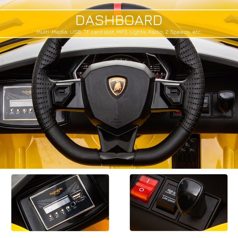 HOMCOM Kids Electric Ride on Lamborghini Aventador 12v - Yellow