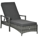 Outsunny Patio Dual Rattan Wicker Sun Lounger w/ 4-Level Adjustable Headrest