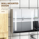kleankin Wall Mounted Bathroom Storage Cupboard with Light, Mirror and Shelf