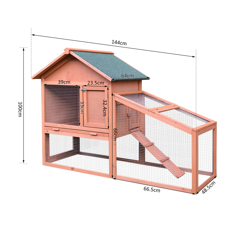 Pawhut Gold Red Wooden Rabbit Hutch