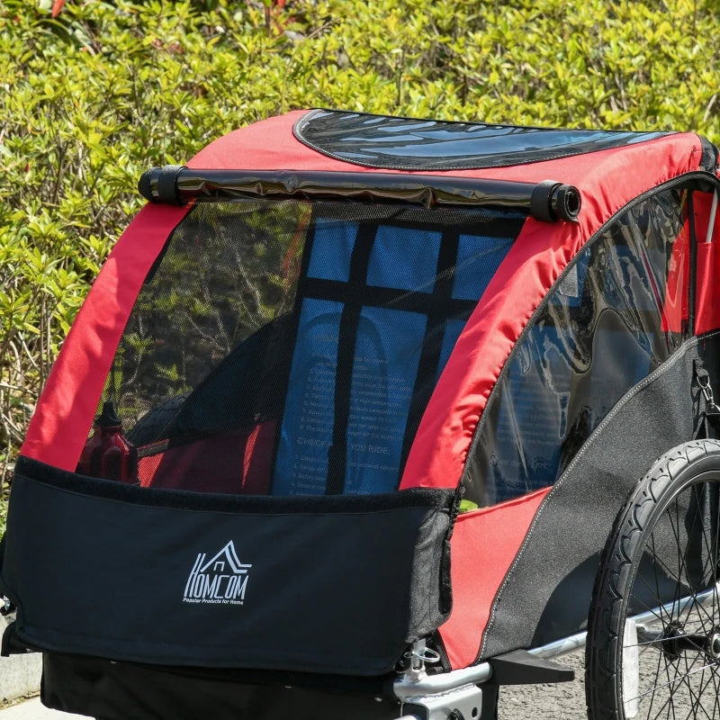HOMCOM Bicycle Trailer with 2 Wheels - Red