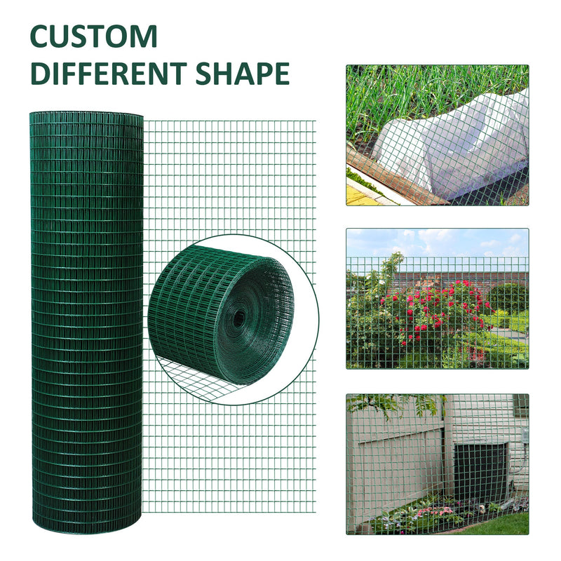 Pawhut PVC Chicken Coated Welded Wire Mesh 30m-Dark Green