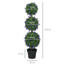 HOMCOM Set Of 2 Potted Artificial Plants Ball Tree With Lavender Flowers, 110cm
