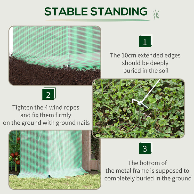 Outsunny Outdoor Greenhouse Poly Tunnel Plants Reinforced Top Cover 1.98 X 0.77 X 1.49 M