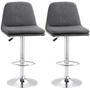 HOMCOM Morden Adjustable Swivel Bar Stools Set of 2, with Backrest, Grey