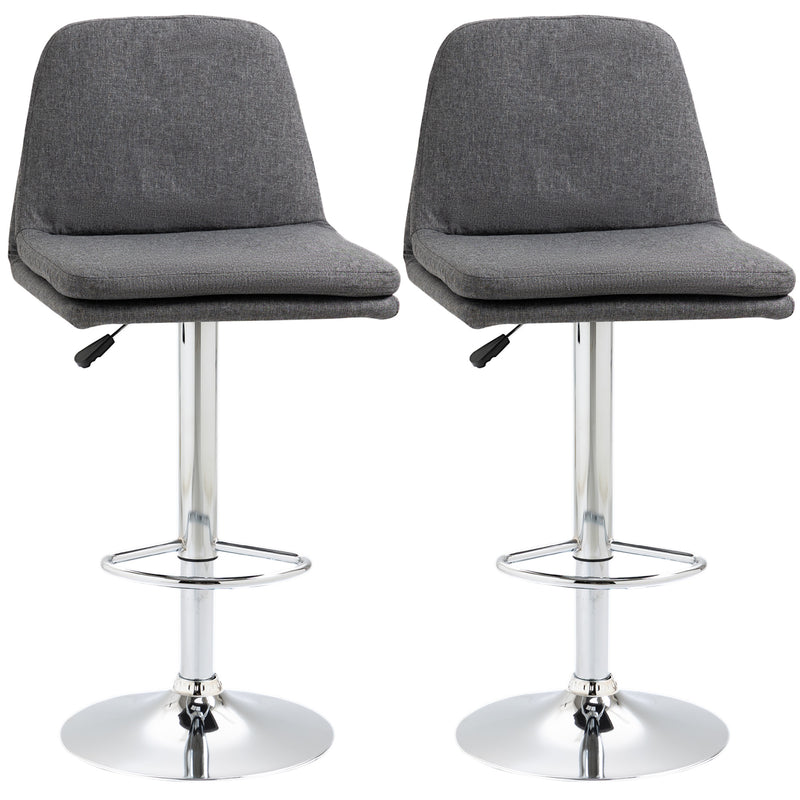 HOMCOM Morden Adjustable Swivel Bar Stools Set of 2, with Backrest, Grey