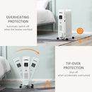 HOMCOM 1630W White Oil Filled Radiator, 7 Fin Portable Heater W/ Timer Remote Control