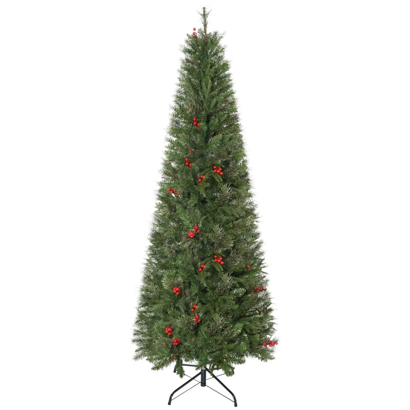 HOMCOM 1.8m Christmas Tree Slim 5' with Berries