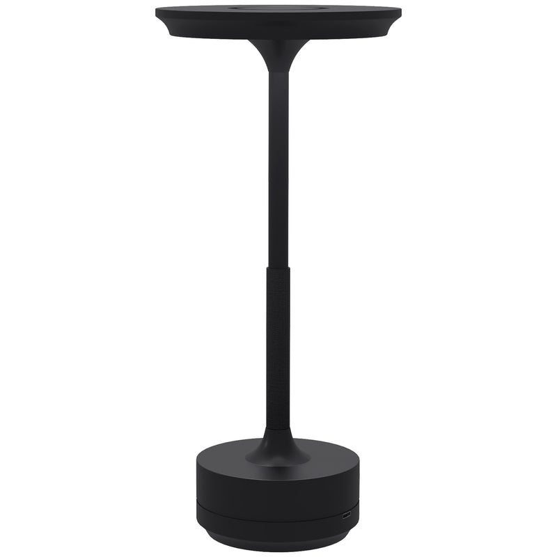 HOMCOM Black Cordless Table Lamp with 4000mAh Rechargeable Battery, 3 Colour, Touch LED Lamp for Bedroom Living Room