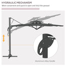 Outsunny 3(m)Garden Parasol Patio Umbrella w/ Hydraulic Mechanism Dual Top Grey