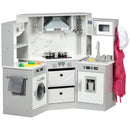 AIYAPLAY Toy Kitchen Playset w/ Running Water, Apron and Chef Hat - Grey