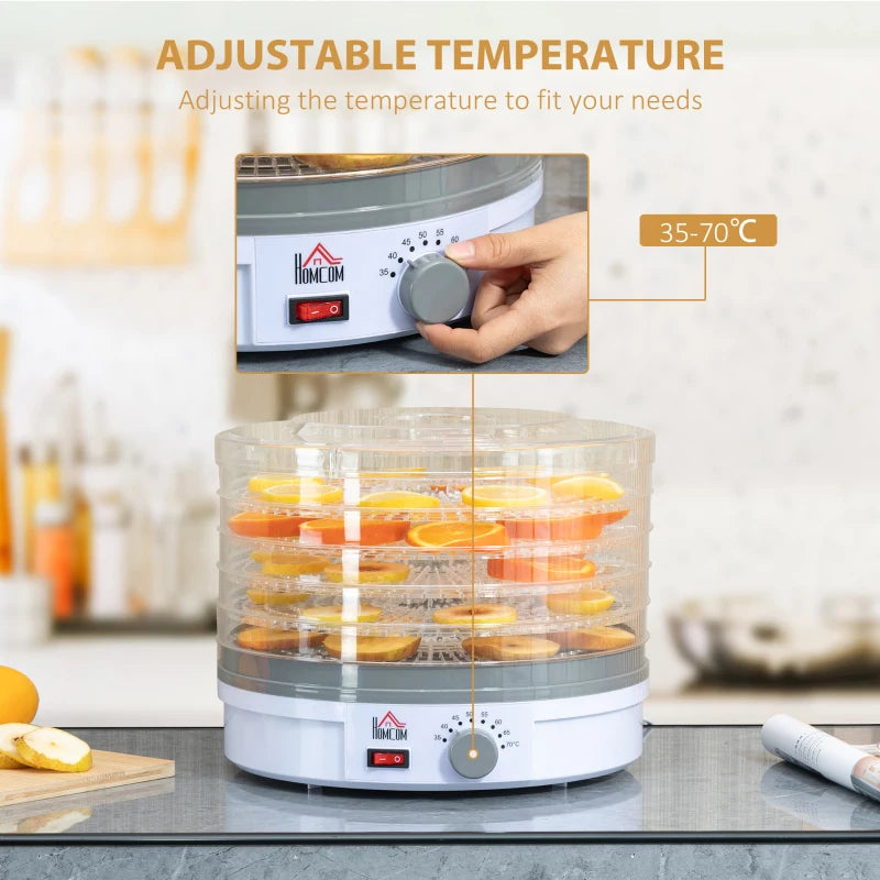 HOMCOM Food Dehydrator 5 Tier 245W - White