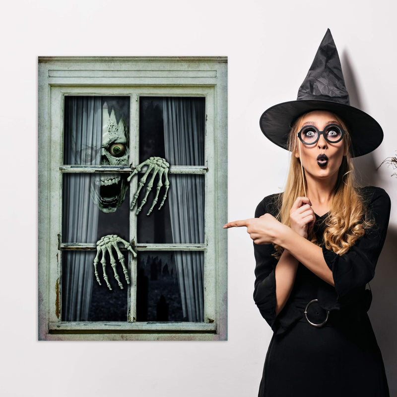 Halloween Window Poster 80x120cm - Skull and Hands