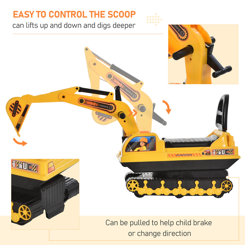 HOMCOM Kids Ride On Digger - Yellow