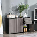 HOMCOM Push-Open Cabinet with Two Drawers Grey