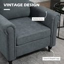 HOMCOM Vintage Armchair Fabric Accent Chair with Gourd-Shaped Rubber Wood Legs