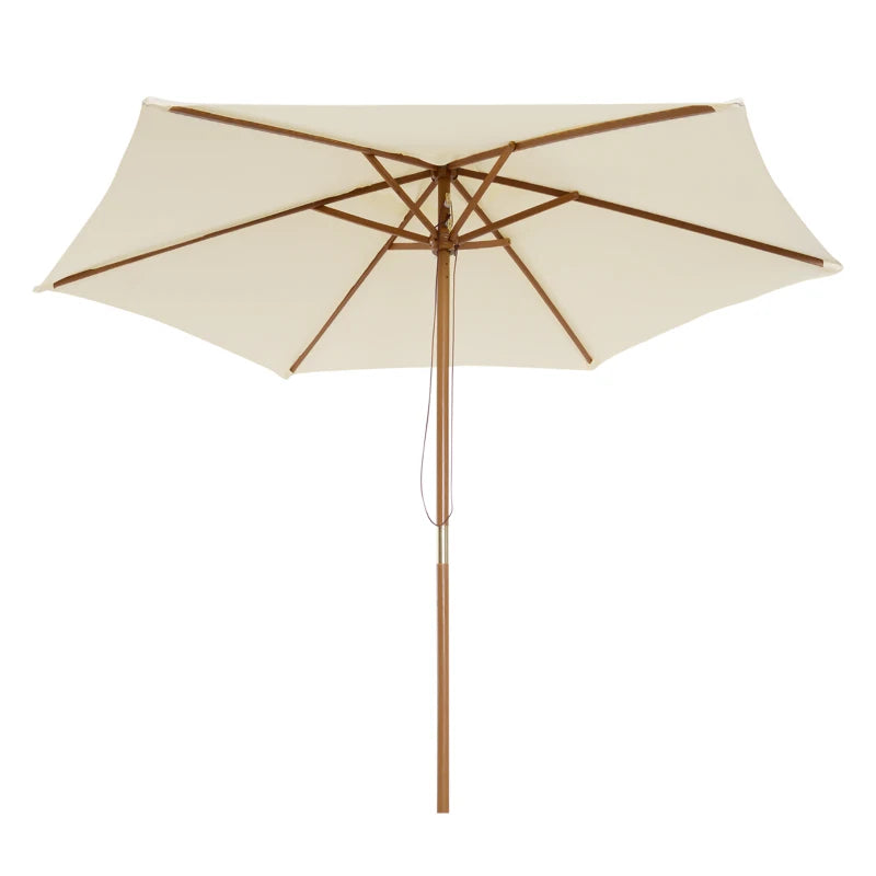 Outsunny Parasol Wooden 2.5 m - Cream