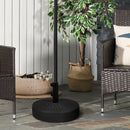 Round Umbrella Parasol Base With Rattan Effect, Plastic Parasol Stand, Black