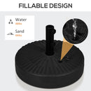 Round Umbrella Parasol Base With Rattan Effect, Plastic Parasol Stand, Black