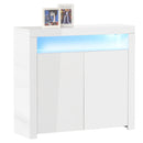 HOMCOM Modern High Gloss RGB LED Cabinet Cupboard Sideboard Console White