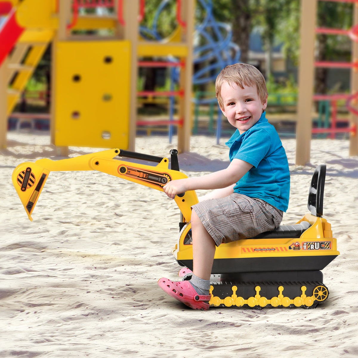HOMCOM Kids Ride On Digger Yellow