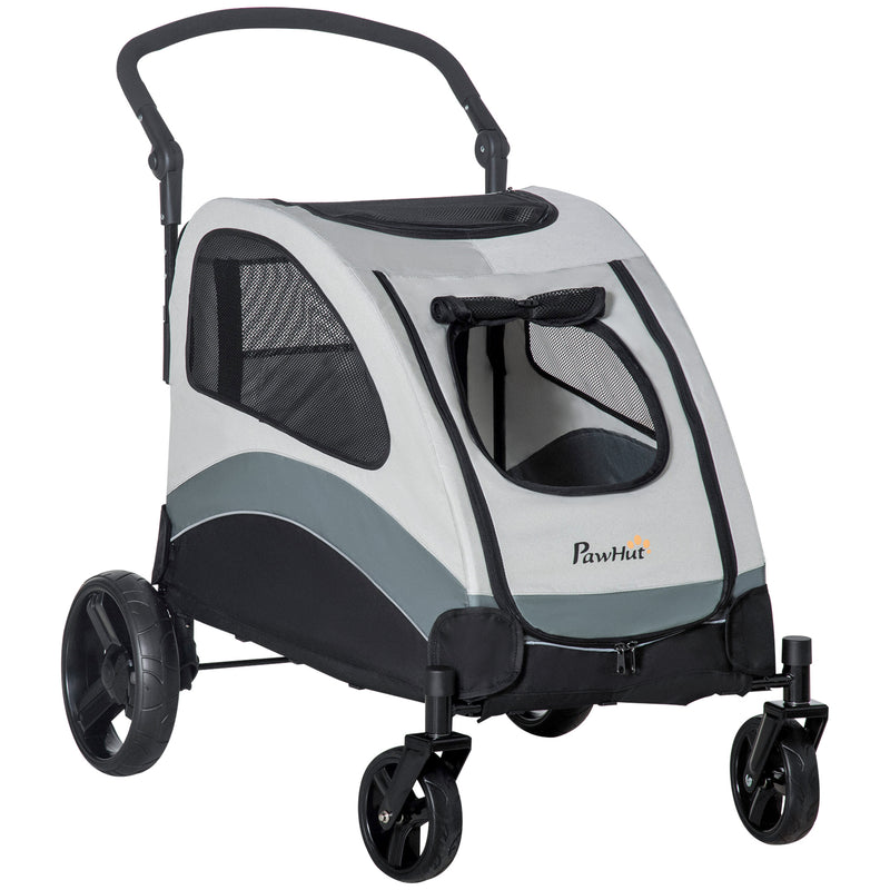 large dog stroller uk PawHut Dog Stroller Pet Pushchair Buggy Pram W/ 4 Wheels Safety Leash,