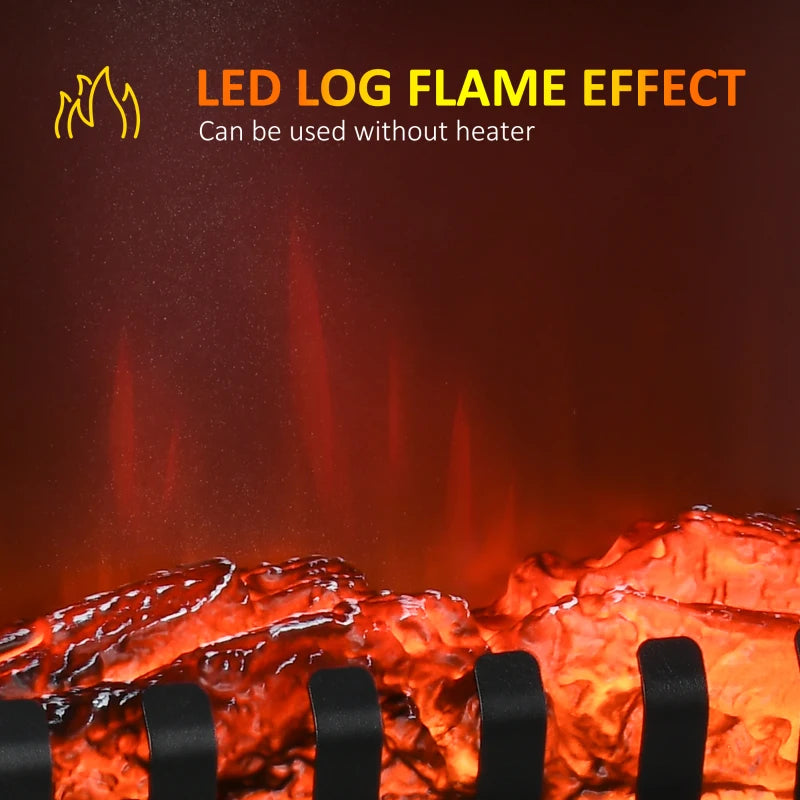 HOMCOM Electric Fireplace Heater with LED Flame Effect - Black