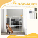 PawHut 74-100cm Adjustable Metal Pet Gate Safety Barrier w/Auto-Close Door White