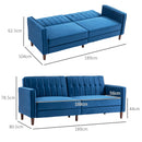 HOMCOM Convertible Sofa Futon Velvet-Touch Tufted Couch Sofa Bed Split Back Blue