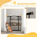 PawHut 74-100cm Adjustable Metal Pet Gate Safety Barrier w/Auto-Close Door Black