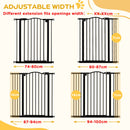 PawHut 74-100cm Adjustable Metal Pet Gate Safety Barrier w/Auto-Close Door Black