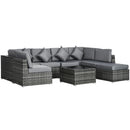 Outsunny 8 Pieces Patio Rattan Sofa Set Garden Furniture Set for Outdoor Grey