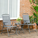 Outsunny Patio Bistro Set Folding Chairs & Coffee Table for Balcony,Grey