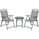 Outsunny Patio Bistro Set Folding Chairs & Coffee Table for Balcony,Grey