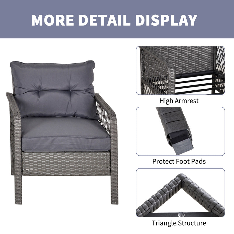 Outsunny Rattan Bistro Set - Grey