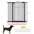PawHut 74-94cm Adjustable Metal Pet Gate Safety Barrier w/ Auto-Close Door Black