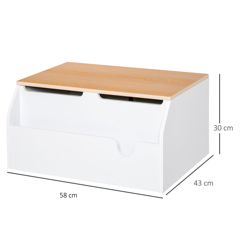 HOMCOM Kids Toy Storage Box, with Gas Hinge – White & Brown