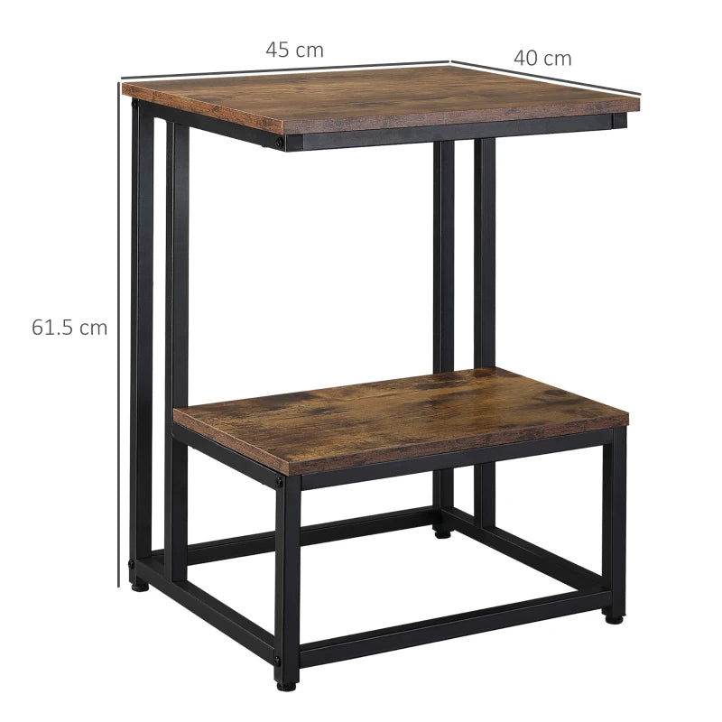 HOMCOM Vintage Side Table Square - Brown