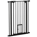 PawHut Extra Tall Dog Gate with Cat Door Auto Close for Stairs 74-80 cm Wide