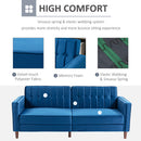HOMCOM Convertible Sofa Futon Velvet-Touch Tufted Couch Sofa Bed Split Back Blue