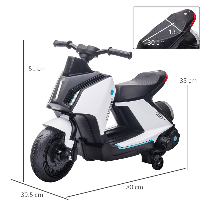 HOMCOM Kids Electric Ride On Motorcycle Bike 6v - White