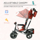 HOMCOM Baby Ride on Tricycle W/Canopy-Red