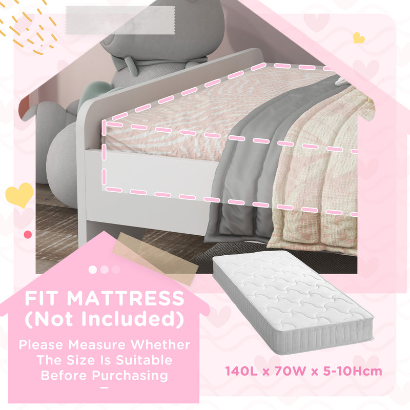 ZONEKIZ Unicorn-Designed Toddler Bed, Kids Bedroom Furniture - White